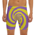Purple And Yellow Spiral Illusion Print Men's Long Boxer Briefs