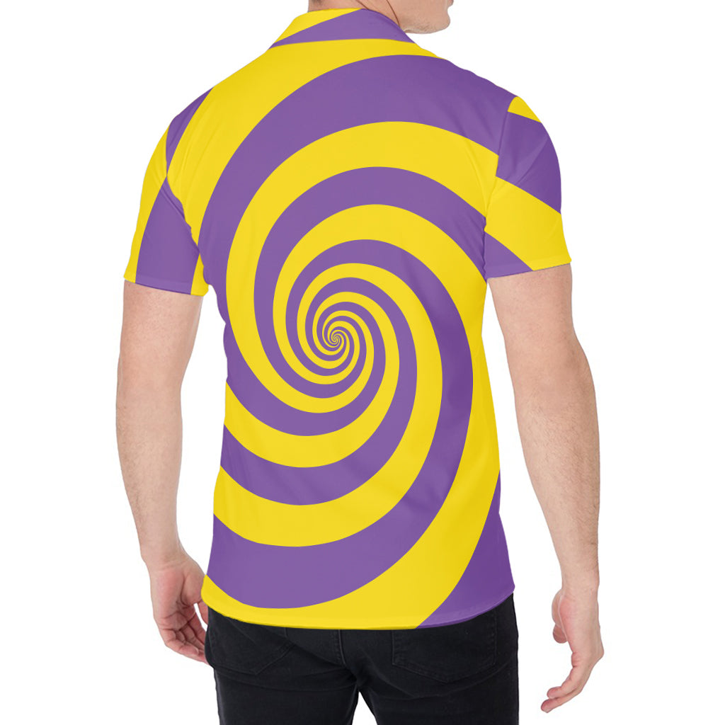 Purple And Yellow Spiral Illusion Print Men's Shirt