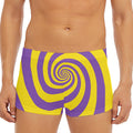 Purple And Yellow Spiral Illusion Print Men's Short Boxer Briefs