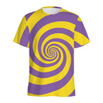 Purple And Yellow Spiral Illusion Print Men's Sports T-Shirt