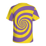 Purple And Yellow Spiral Illusion Print Men's Sports T-Shirt