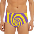 Purple And Yellow Spiral Illusion Print Men's Triangle Swim Briefs