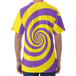 Purple And Yellow Spiral Illusion Print Men's Velvet T-Shirt