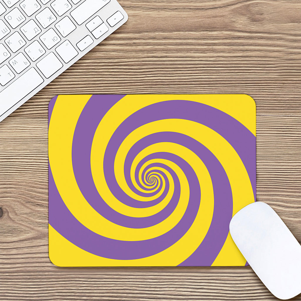 Purple And Yellow Spiral Illusion Print Mouse Pad