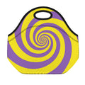 Purple And Yellow Spiral Illusion Print Neoprene Lunch Bag