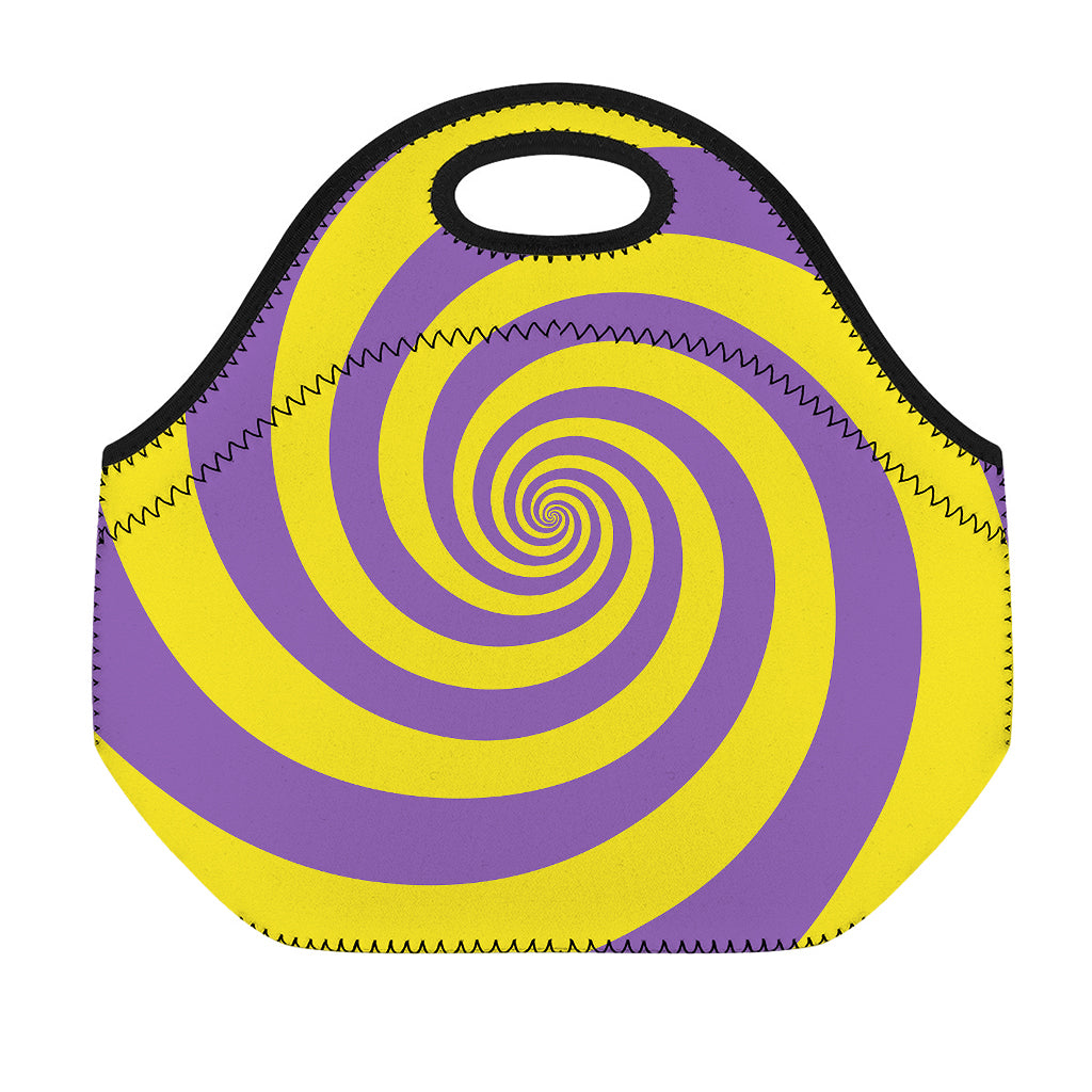 Purple And Yellow Spiral Illusion Print Neoprene Lunch Bag