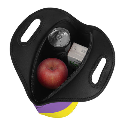 Purple And Yellow Spiral Illusion Print Neoprene Lunch Bag