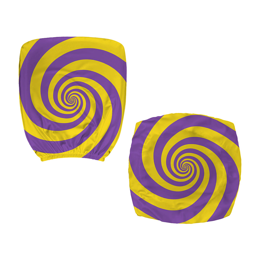 Purple And Yellow Spiral Illusion Print Office Chair Cover