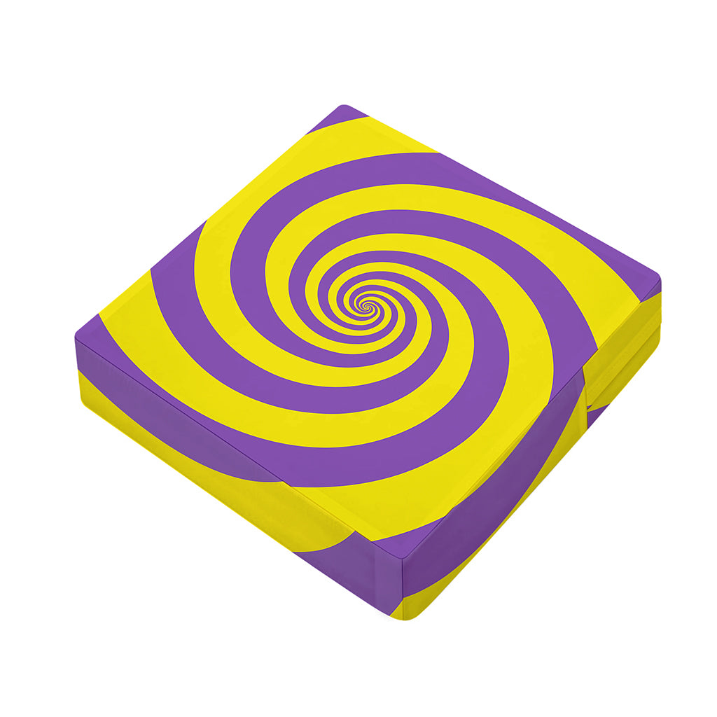 Purple And Yellow Spiral Illusion Print Outdoor Seat Cushion Cover