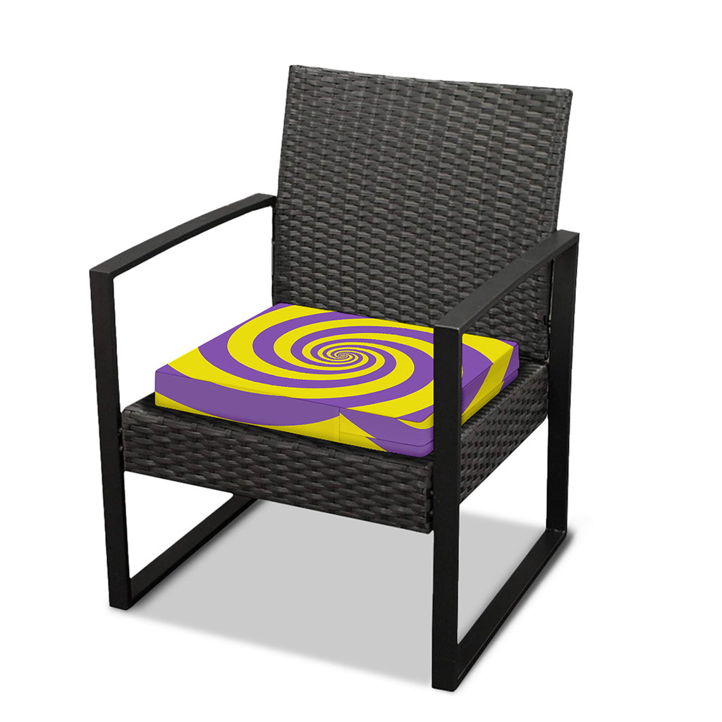 Purple And Yellow Spiral Illusion Print Outdoor Seat Cushion Cover