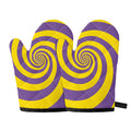 Purple And Yellow Spiral Illusion Print Oven Mitts