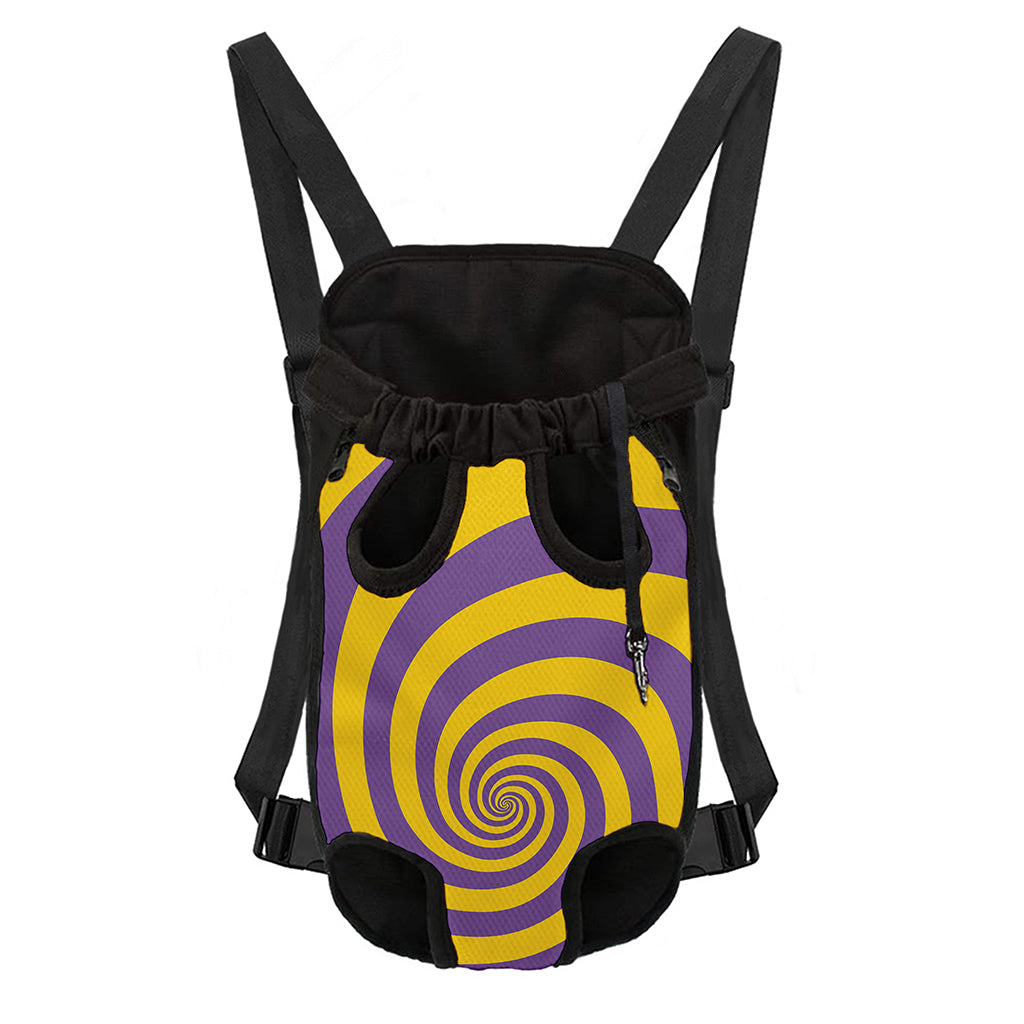 Purple And Yellow Spiral Illusion Print Pet Carrier Backpack