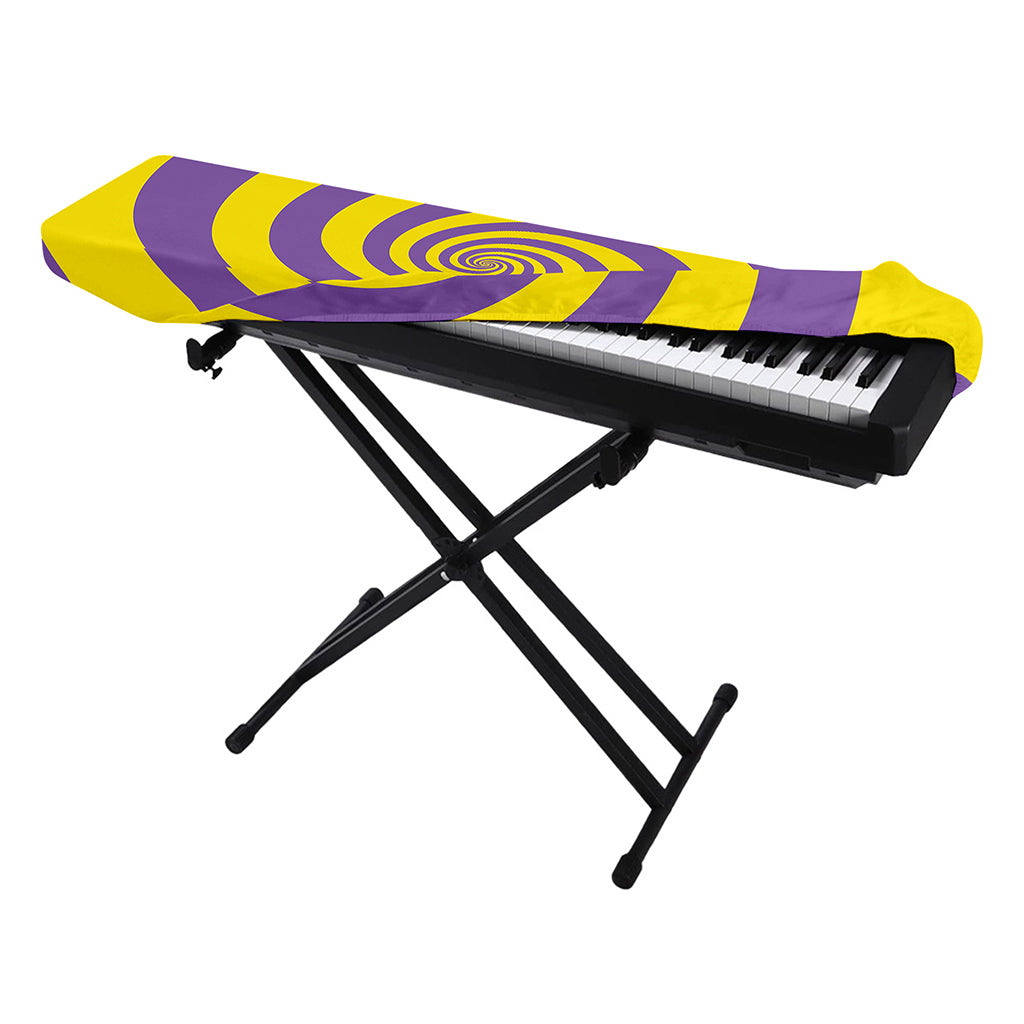 Purple And Yellow Spiral Illusion Print Piano Keyboard Cover