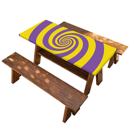 Purple And Yellow Spiral Illusion Print Picnic Table Cover