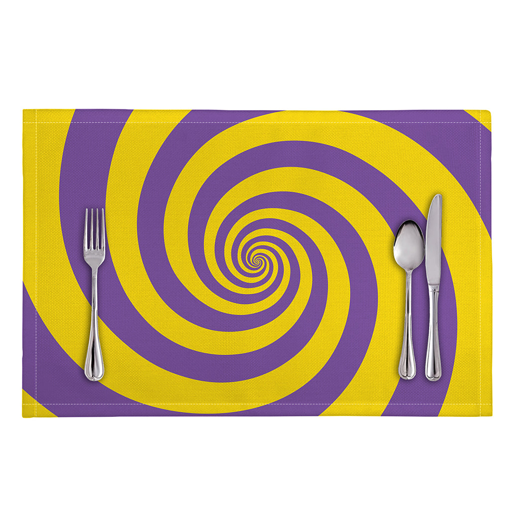 Purple And Yellow Spiral Illusion Print Placemat