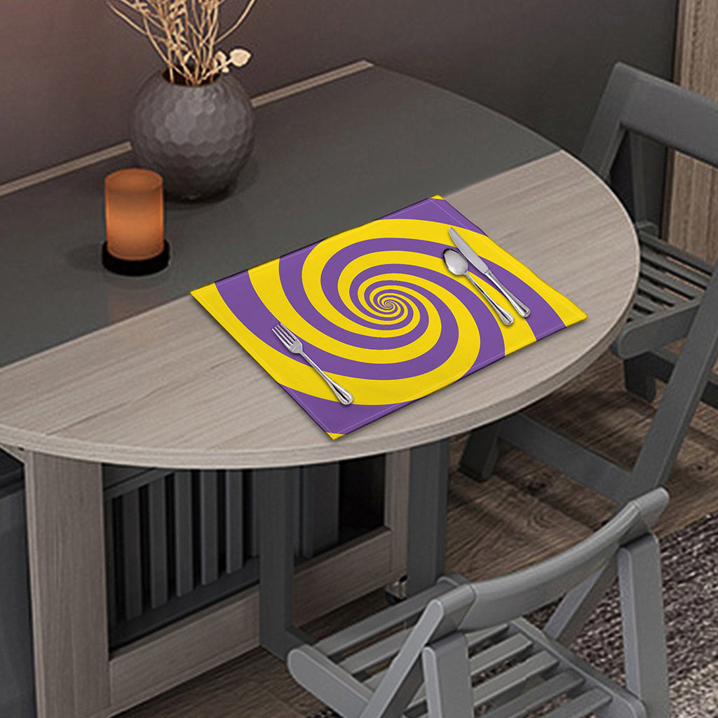 Purple And Yellow Spiral Illusion Print Placemat