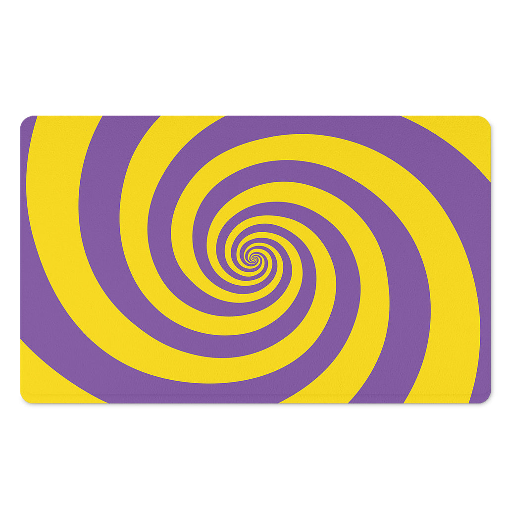Purple And Yellow Spiral Illusion Print Polyester Doormat