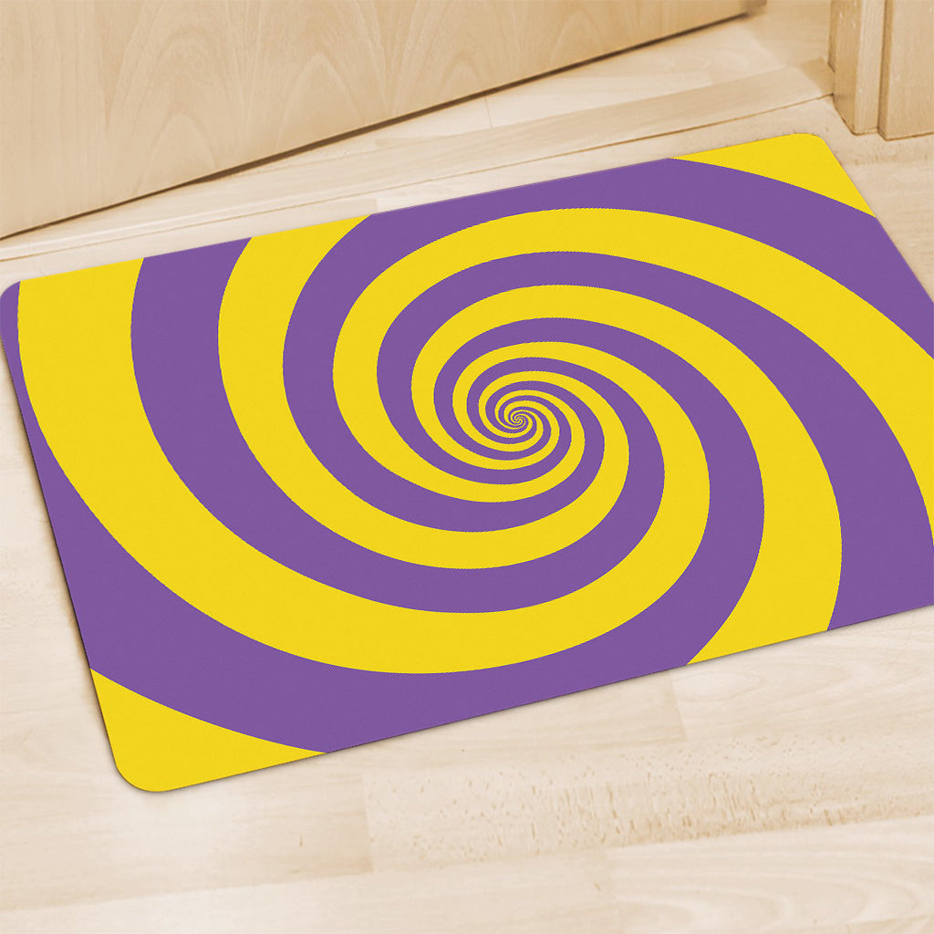 Purple And Yellow Spiral Illusion Print Polyester Doormat