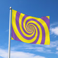 Purple And Yellow Spiral Illusion Print Polyester Flag