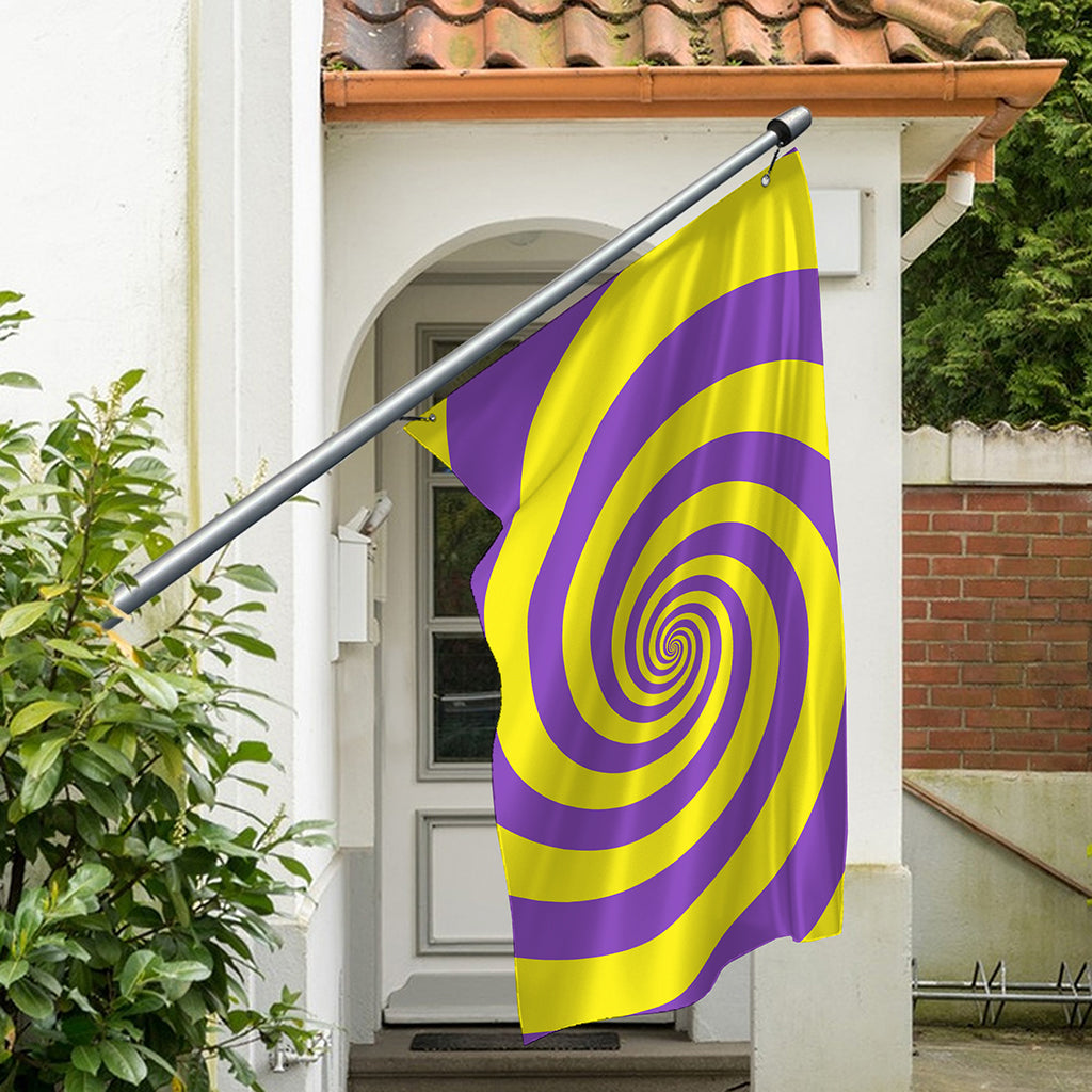 Purple And Yellow Spiral Illusion Print Polyester Flag