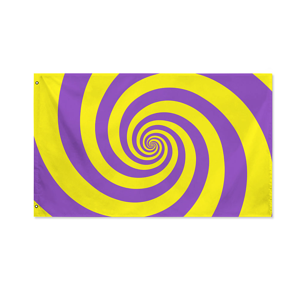 Purple And Yellow Spiral Illusion Print Polyester Flag