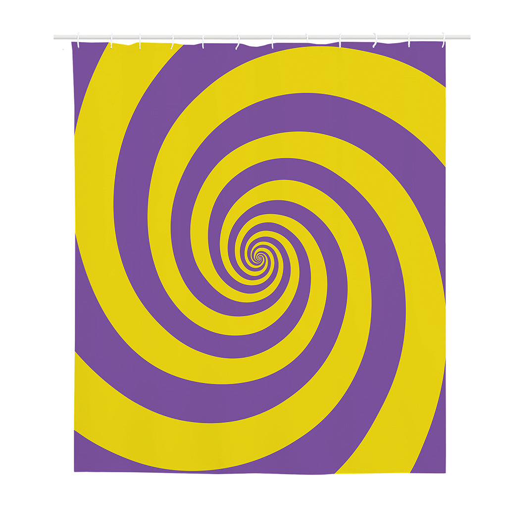 Purple And Yellow Spiral Illusion Print Polyester Shower Curtain