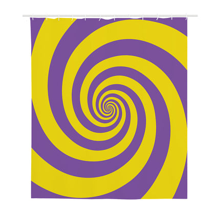 Purple And Yellow Spiral Illusion Print Polyester Shower Curtain