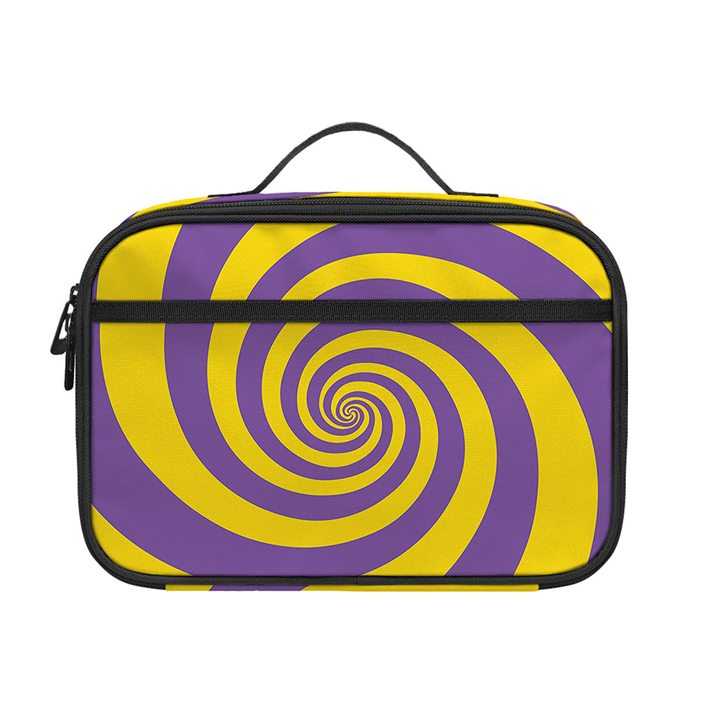 Purple And Yellow Spiral Illusion Print Portable Lunch Bag