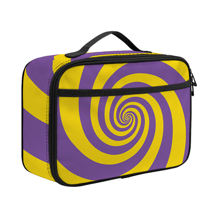 Purple And Yellow Spiral Illusion Print Portable Lunch Bag