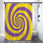 Purple And Yellow Spiral Illusion Print Premium Shower Curtain