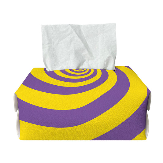 Purple And Yellow Spiral Illusion Print Rectangle Tissue Box Cover