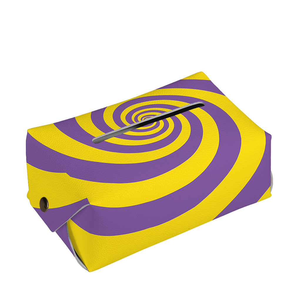 Purple And Yellow Spiral Illusion Print Rectangle Tissue Box Cover