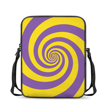 Purple And Yellow Spiral Illusion Print Rectangular Crossbody Bag