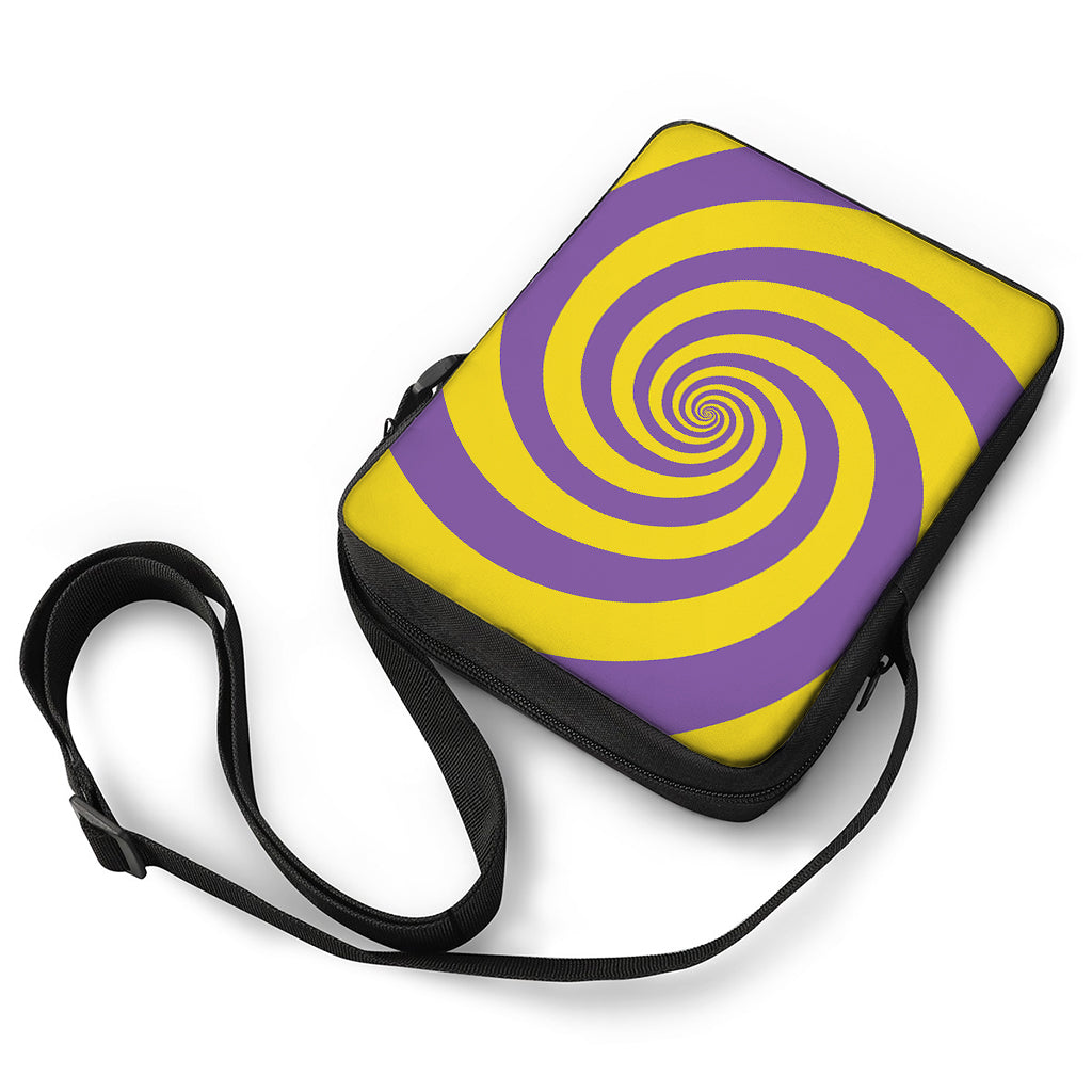 Purple And Yellow Spiral Illusion Print Rectangular Crossbody Bag