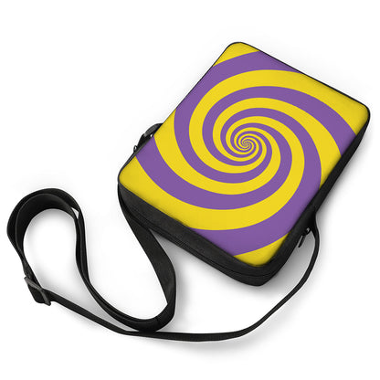 Purple And Yellow Spiral Illusion Print Rectangular Crossbody Bag