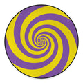 Purple And Yellow Spiral Illusion Print Round Floor Mat