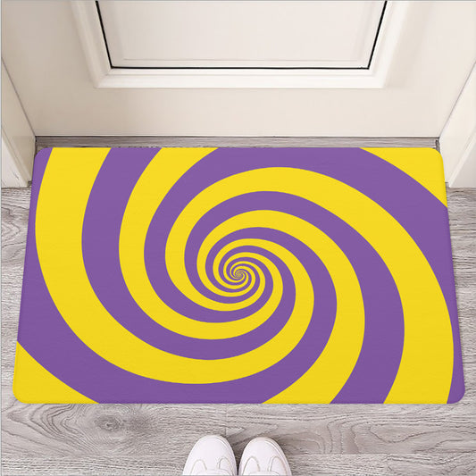 Purple And Yellow Spiral Illusion Print Rubber Doormat