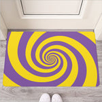 Purple And Yellow Spiral Illusion Print Rubber Doormat
