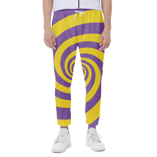 Purple And Yellow Spiral Illusion Print Scuba Joggers