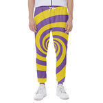 Purple And Yellow Spiral Illusion Print Scuba Joggers