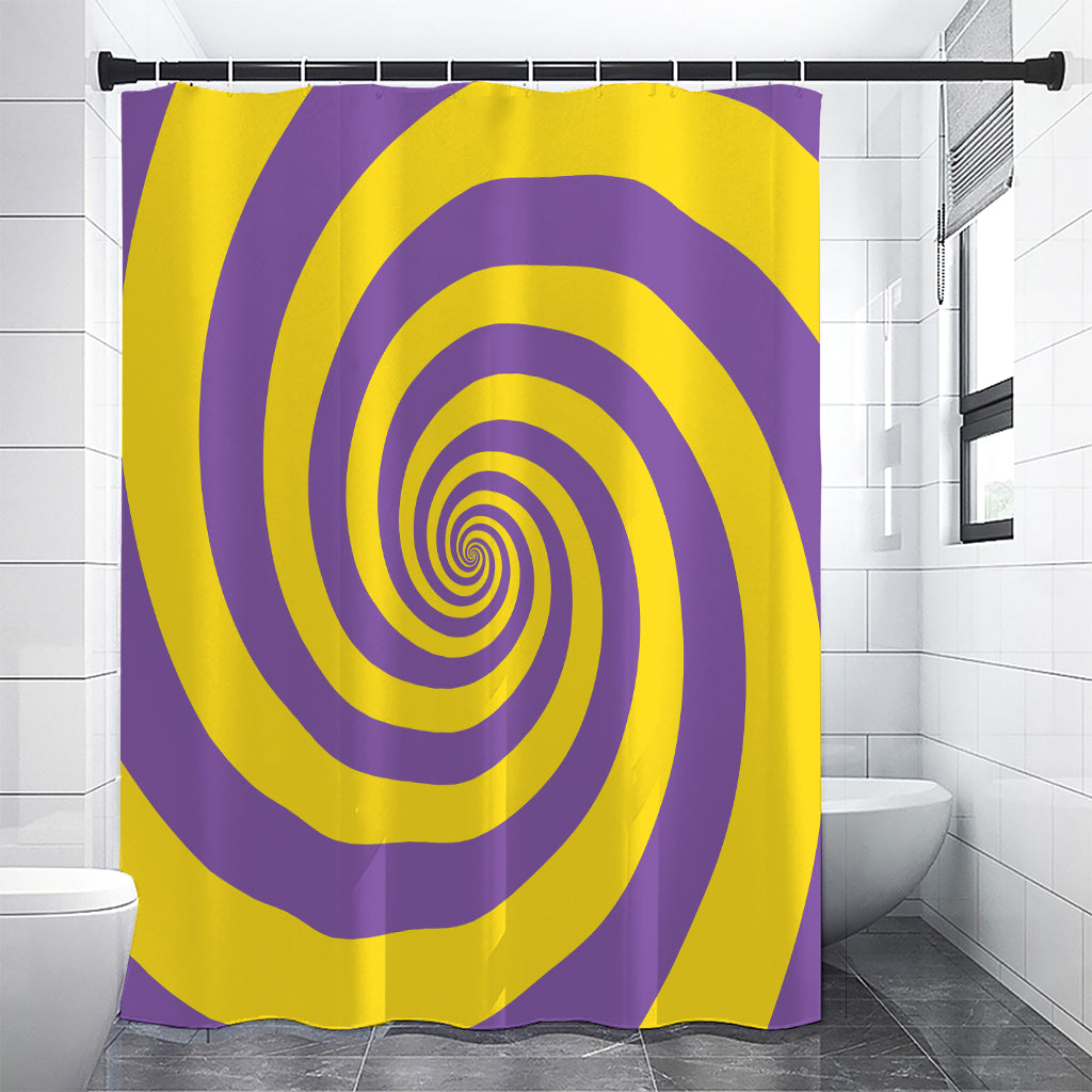 Purple And Yellow Spiral Illusion Print Shower Curtain