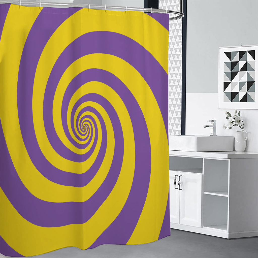 Purple And Yellow Spiral Illusion Print Shower Curtain