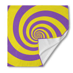 Purple And Yellow Spiral Illusion Print Silk Bandana