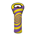 Purple And Yellow Spiral Illusion Print Single Neoprene Wine Tote