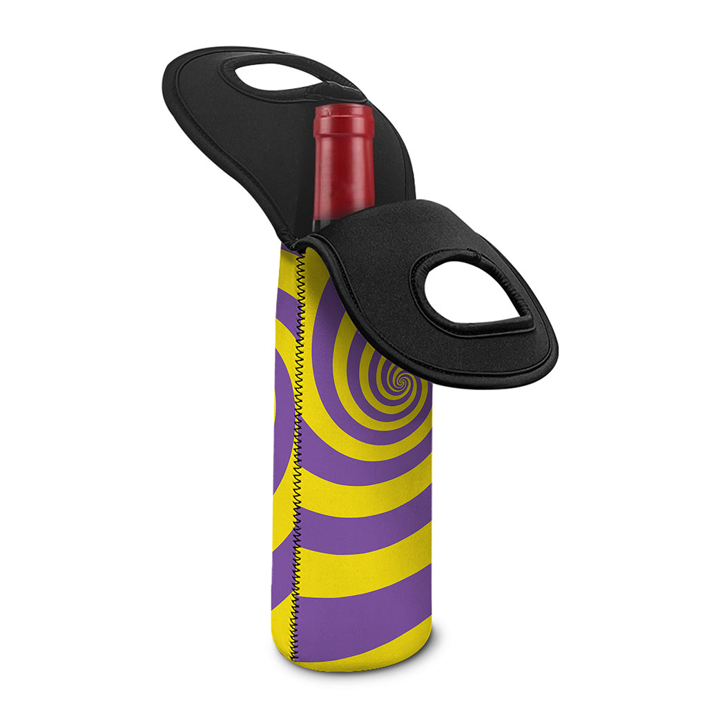 Purple And Yellow Spiral Illusion Print Single Neoprene Wine Tote
