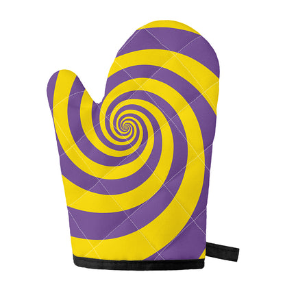 Purple And Yellow Spiral Illusion Print Single Oven Mitt
