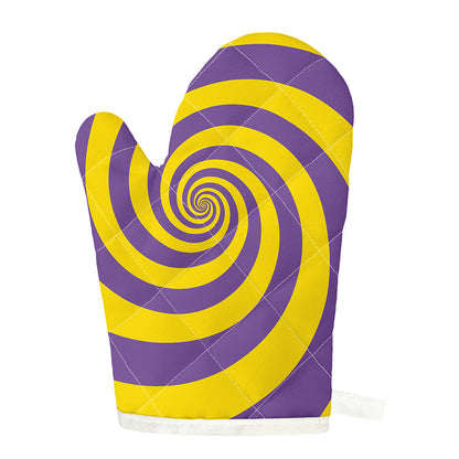 Purple And Yellow Spiral Illusion Print Single Oven Mitt