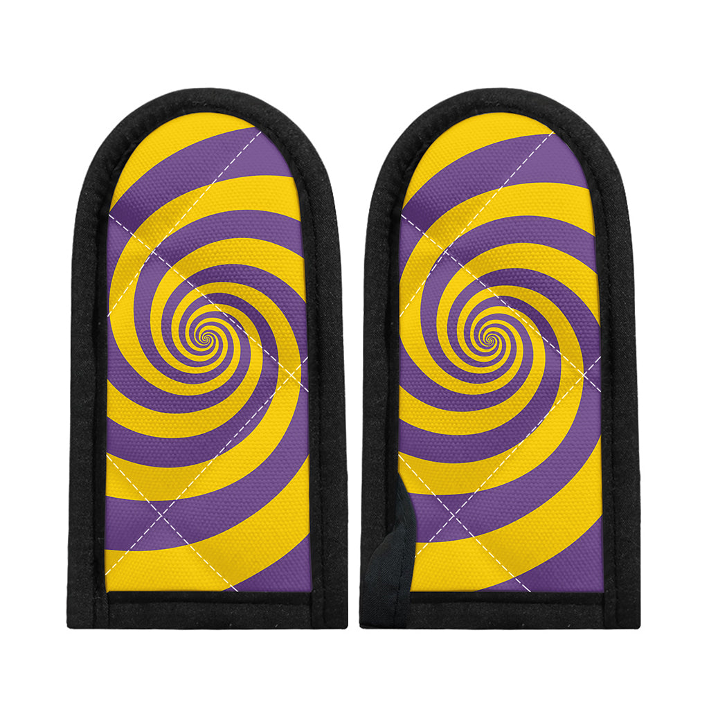 Purple And Yellow Spiral Illusion Print Skillet Handle Cover