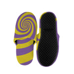 Purple And Yellow Spiral Illusion Print Slippers