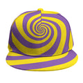 Purple And Yellow Spiral Illusion Print Snapback Cap